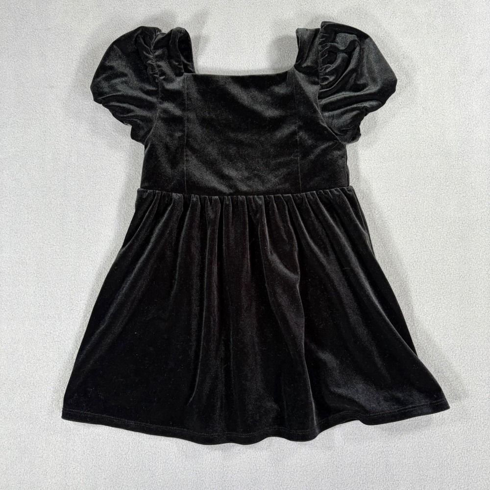 Baby Gap Velvet Dress Toddler 3T Black Excellent Puff Sleeve Square Neck